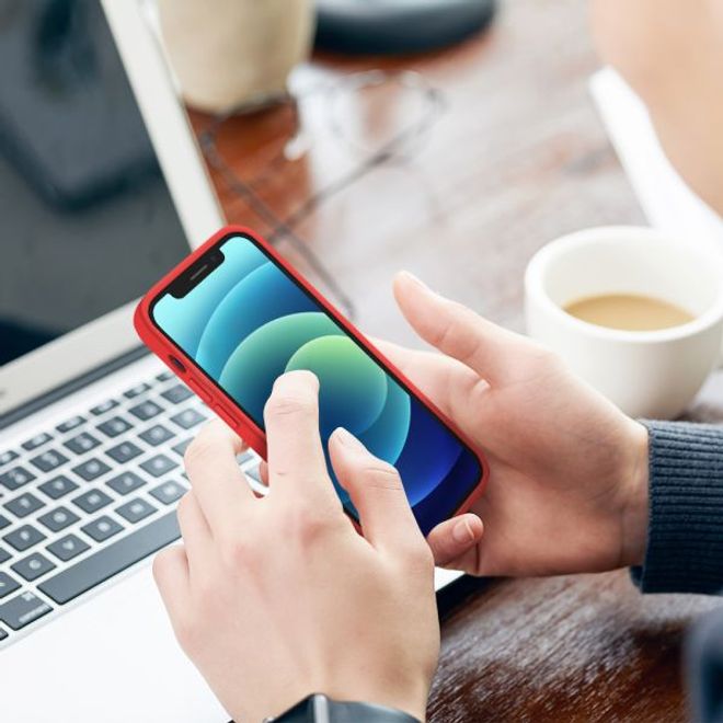 Coque en silicone pour iPhone 12 Pro Max - Série MagSafe - Rouge