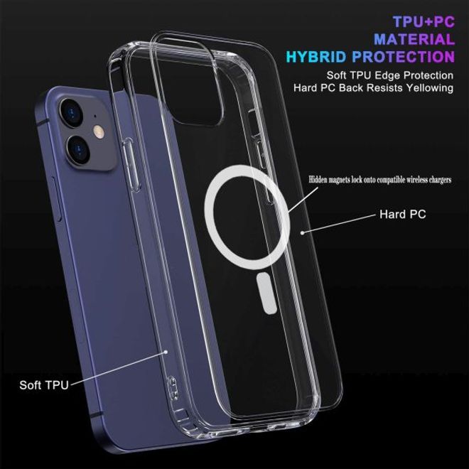 Coque transparente pour iPhone 12 mini (PC/TPU) - Série MagSafe - Transparente