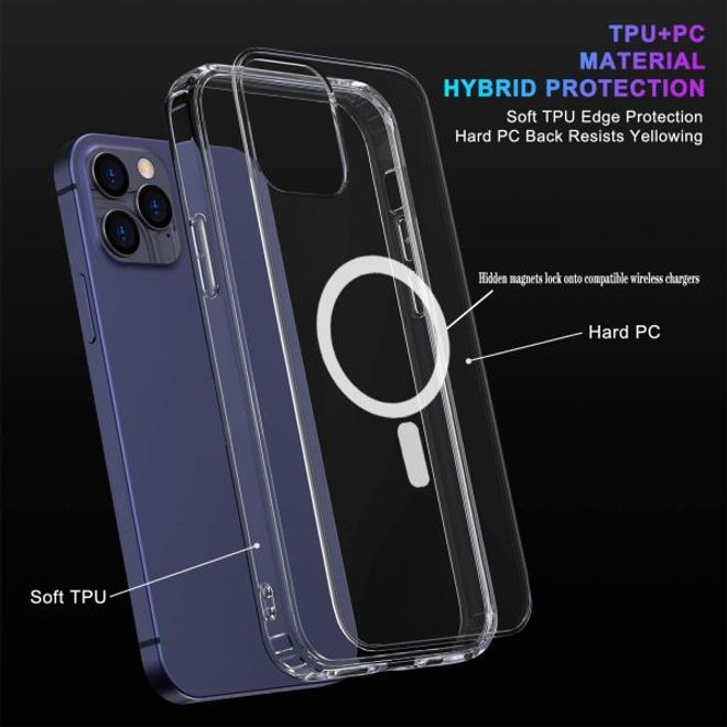 Coque transparente pour iPhone 12 / iPhone 12 Pro (PC/TPU) - Série MagSafe - transparente
