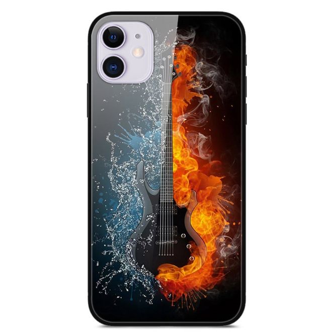 Coque pour iPhone 12 mini - dos en verre trempé - motif guitare