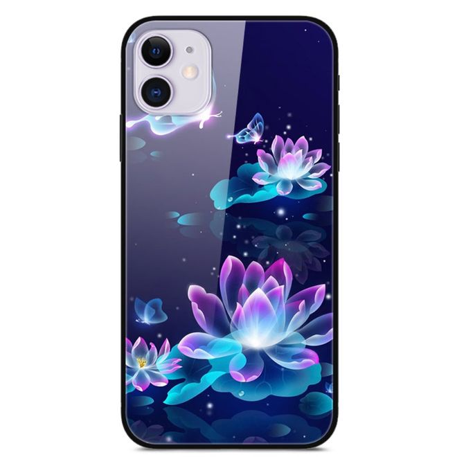 iPhone 12 / iPhone 12 Pro Handyhülle - Backcover aus gehärtetem Glas - Lotus Blume