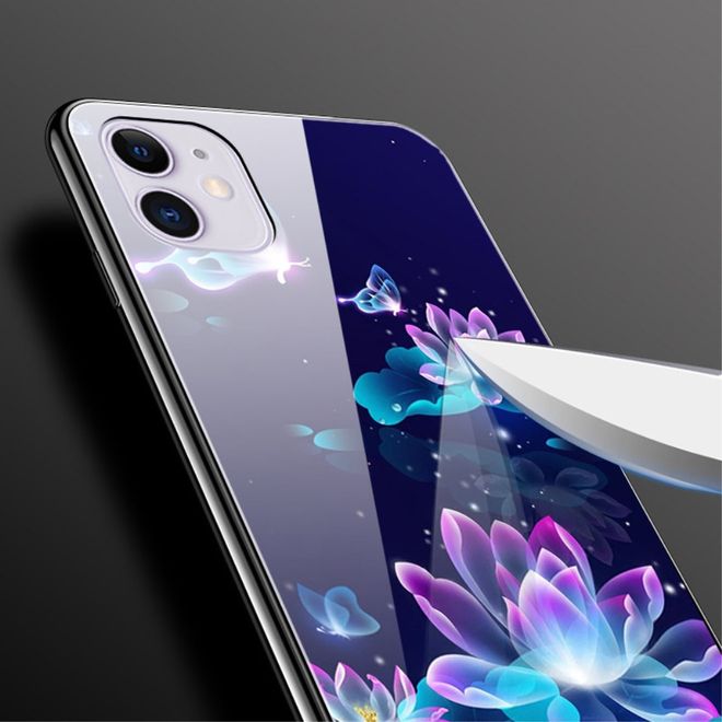 iPhone 12 / iPhone 12 Pro Handyhülle - Backcover aus gehärtetem Glas - Lotus Blume
