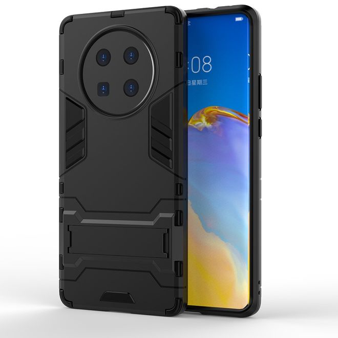 Huawei Mate 40 Pro Plus Hülle - Backcover mit Kickstand - schwarz
