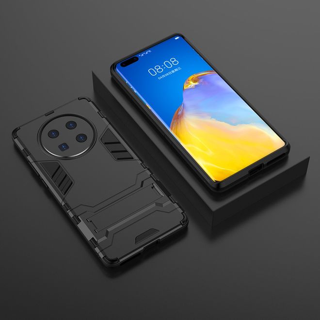 Huawei Mate 40 Pro Plus Hülle - Backcover mit Kickstand - schwarz