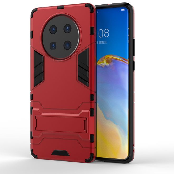 Huawei Mate 40 Pro Plus Hülle - Backcover mit Kickstand - rot