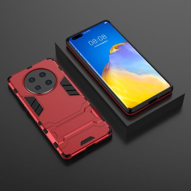 Huawei Mate 40 Pro Plus Hülle - Backcover mit Kickstand - rot