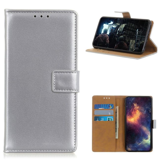 Huawei Mate 40 Pro Handy Hülle - Classic II Leder Bookcover Series - silber