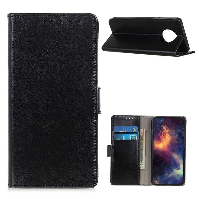 Huawei Mate 40 Pro Handyhülle - Crazy Horse Leder Bookcover Series - schwarz