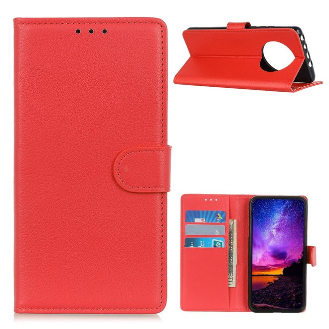 Huawei Mate 40 Pro Handy Hülle - Litchi Leder Bookcover Series - rot