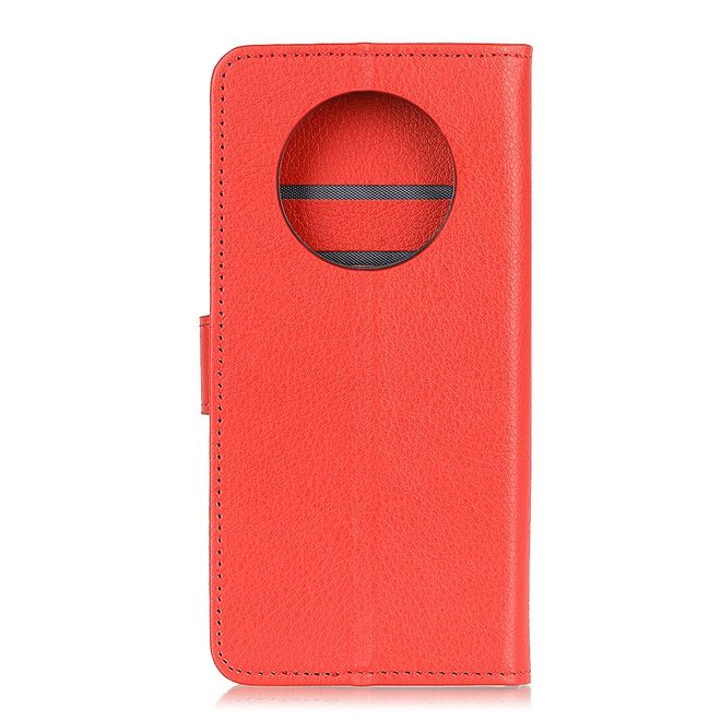 Huawei Mate 40 Pro Handy Hülle - Litchi Leder Bookcover Series - rot
