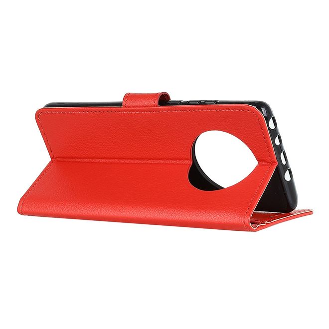 Huawei Mate 40 Pro Handy Hülle - Litchi Leder Bookcover Series - rot