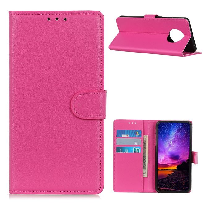 Huawei Mate 40 Pro Handy Hülle - Litchi Leder Bookcover Series - rosa