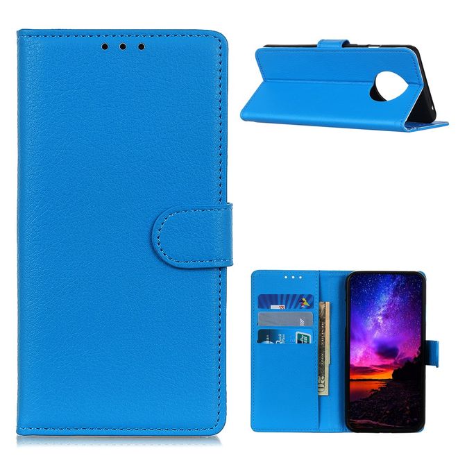 Huawei Mate 40 Pro Handy Hülle - Litchi Leder Bookcover Series - blau