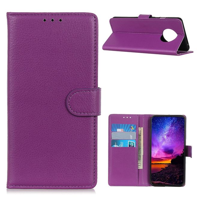 Huawei Mate 40 Pro Handy Hülle - Litchi Leder Bookcover Series - purpur