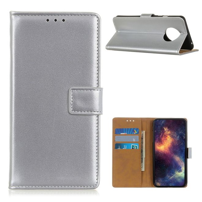Huawei Mate 40 Handy Hülle - Classic II Leder Bookcover Series - silber