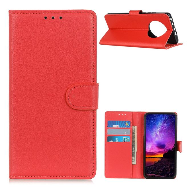 Huawei Mate 40 Handy Hülle - Litchi Leder Bookcover Series - rot