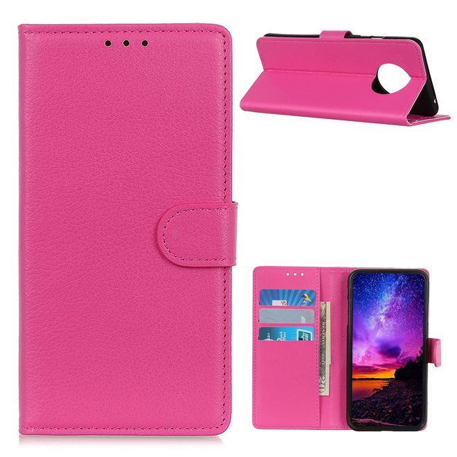 Huawei Mate 40 Handy Hülle - Litchi Leder Bookcover Series - rosa