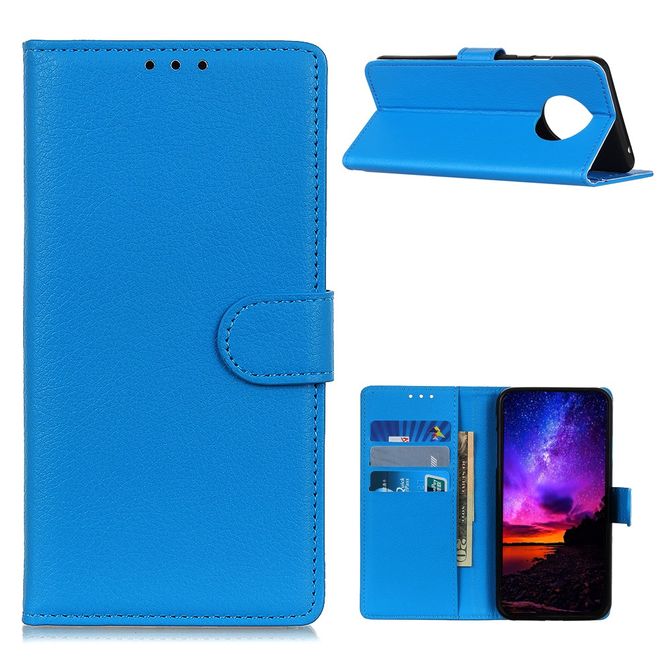 Huawei Mate 40 Handy Hülle - Litchi Leder Bookcover Series - blau