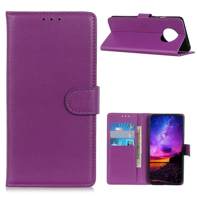 Huawei Mate 40 Handy Hülle - Litchi Leder Bookcover Series - purpur