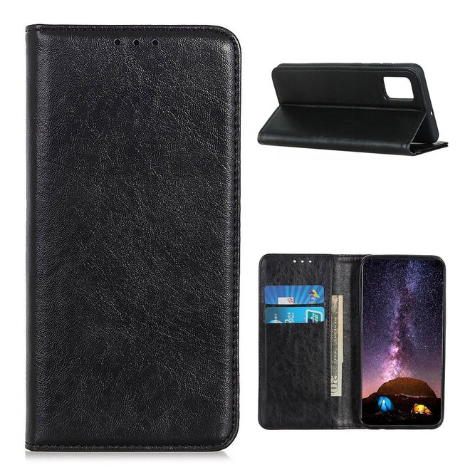 OnePlus 8T Handy Hülle - Crazy Horse V Leder Bookcover Series - schwarz