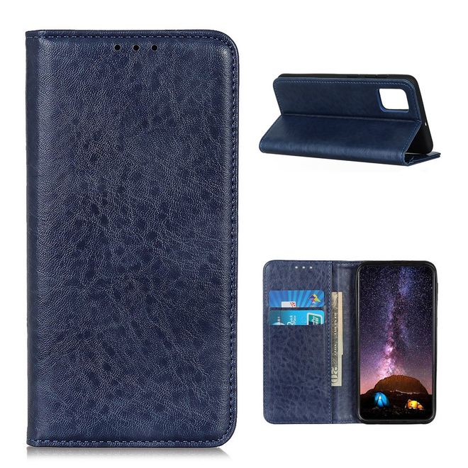 OnePlus 8T Handy Hülle - Crazy Horse V Leder Bookcover Series - blau