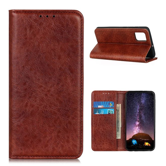 OnePlus 8T Handy Hülle - Crazy Horse V Leder Bookcover Series - braun