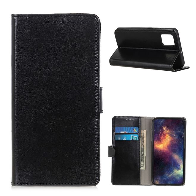 OnePlus 8T Handyhülle - Crazy Horse Leder Bookcover Series - schwarz