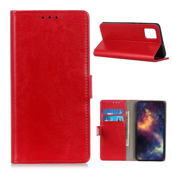 OnePlus 8T Handyhülle - Crazy Horse Leder Bookcover Series - rot
