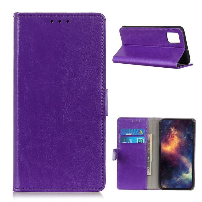 OnePlus 8T Handyhülle - Crazy Horse Leder Bookcover Series - purpur