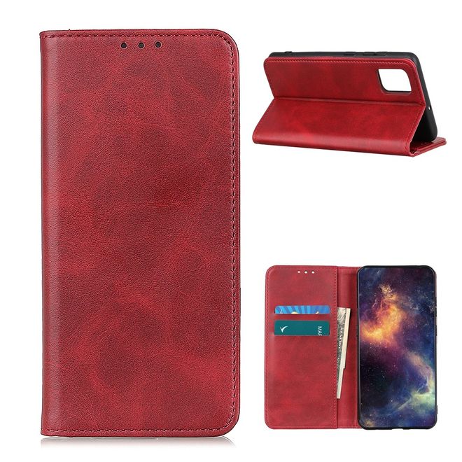 OnePlus 8T Handy Hülle - Classic V Leder Bookcover Series - rot