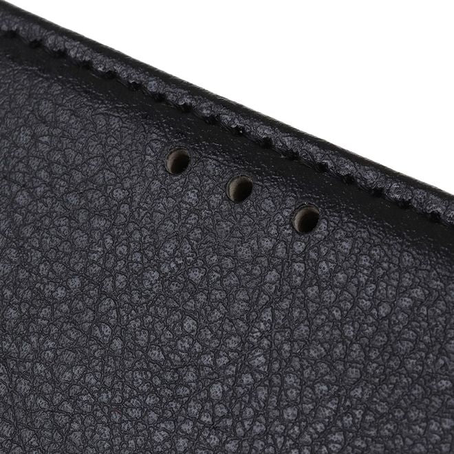 OnePlus 8T Handy Hülle - Litchi Leder Bookcover Series - schwarz