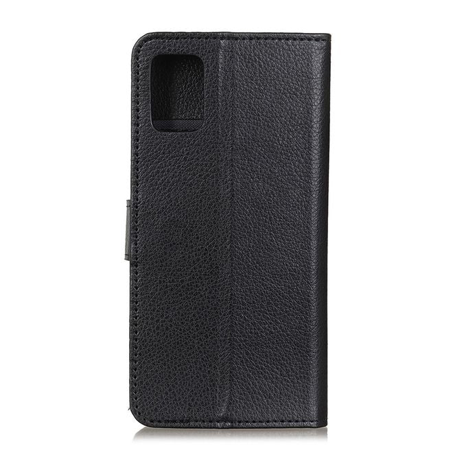 OnePlus 8T Handy Hülle - Litchi Leder Bookcover Series - schwarz