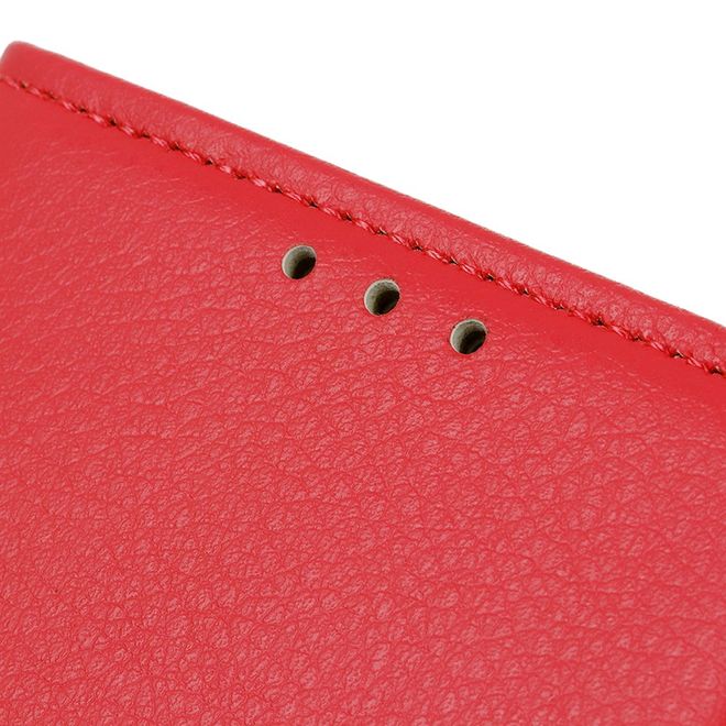 OnePlus 8T Handy Hülle - Litchi Leder Bookcover Series - rot