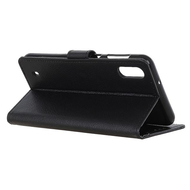 Wiko Y81 Handy Hülle - Litchi Leder Bookcover Series - schwarz