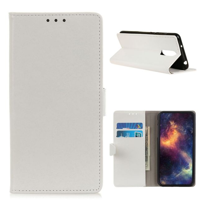 Nokia 2.4 Handyhülle - Crazy Horse Leder Bookcover Series - weiss