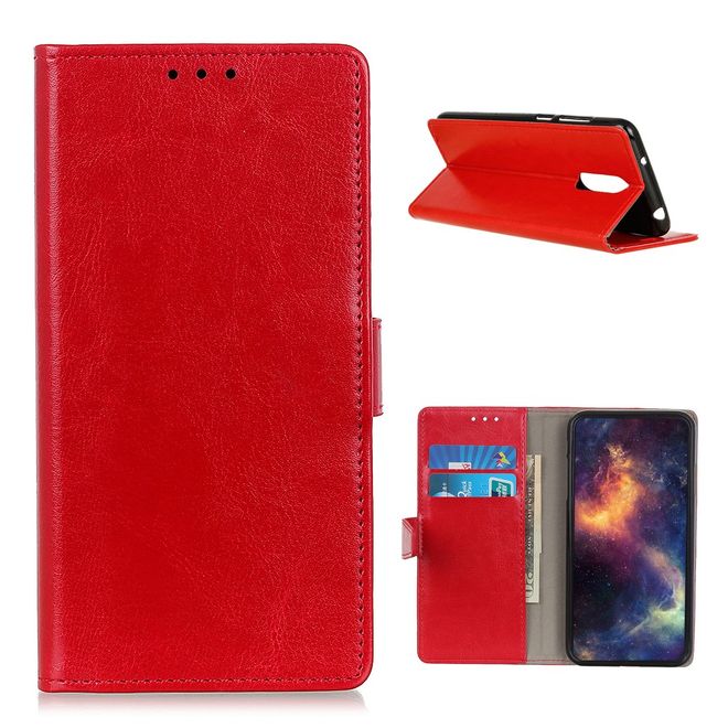 Nokia 2.4 Handyhülle - Crazy Horse Leder Bookcover Series - rot