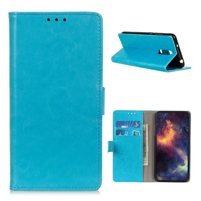 Nokia 2.4 Handyhülle - Crazy Horse Leder Bookcover Series - blau