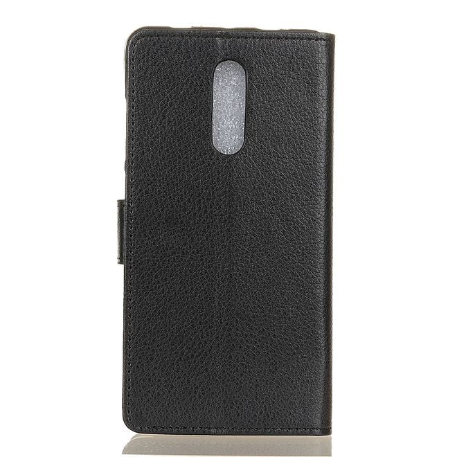 Nokia 2.4 Handy Hülle - Litchi Leder Bookcover Series - schwarz