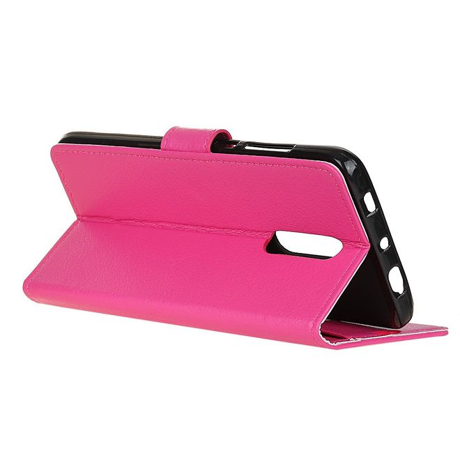 Nokia 2.4 Handy Hülle - Litchi Leder Bookcover Series - rosa