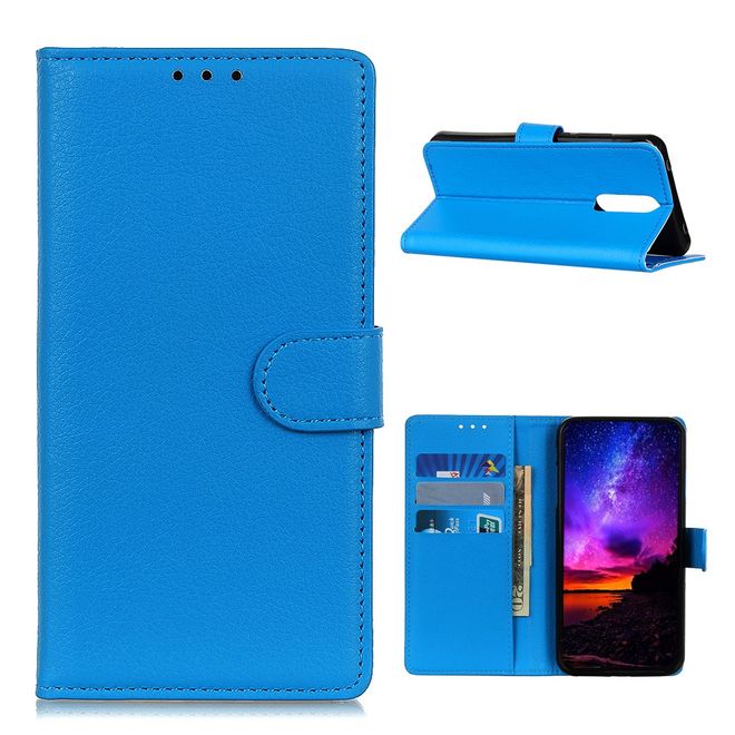 Nokia 2.4 Handy Hülle - Litchi Leder Bookcover Series - blau
