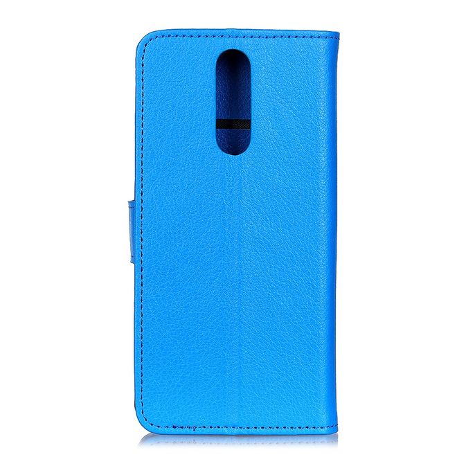 Nokia 2.4 Handy Hülle - Litchi Leder Bookcover Series - blau