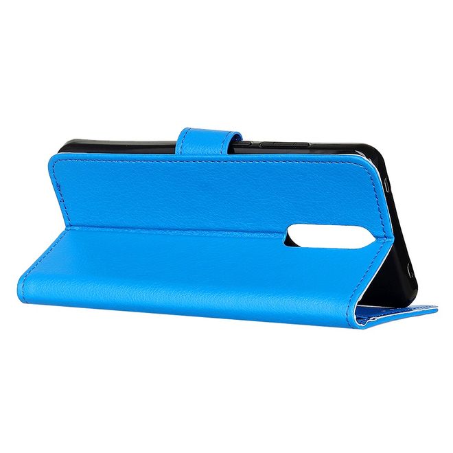 Nokia 2.4 Handy Hülle - Litchi Leder Bookcover Series - blau