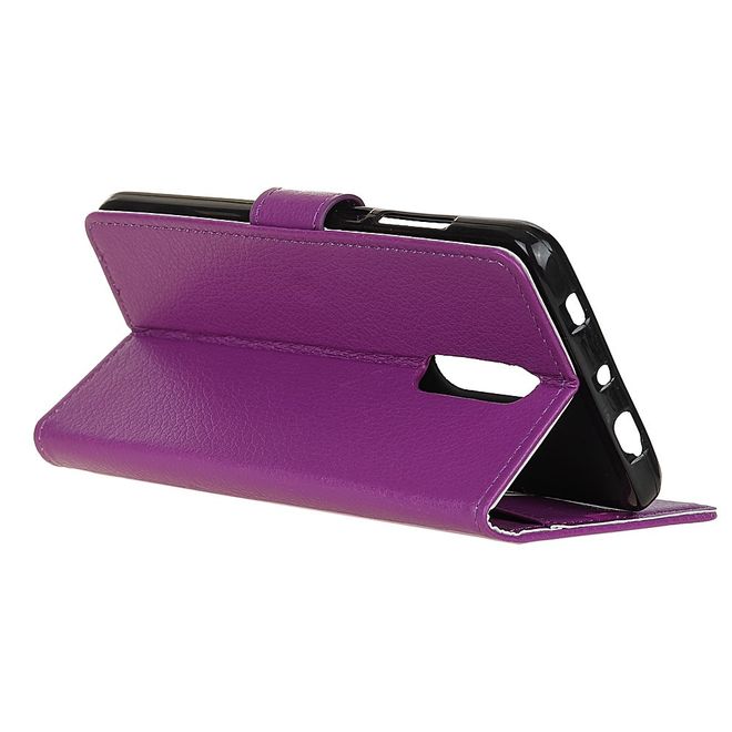 Nokia 2.4 Handy Hülle - Litchi Leder Bookcover Series - purpur