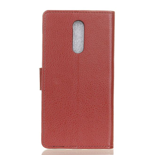 Nokia 2.4 Handy Hülle - Litchi Leder Bookcover Series - braun