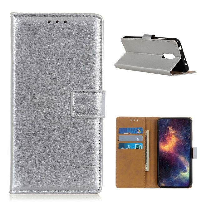 OnePlus 8T Handy Hülle - Classic II Leder Bookcover Series - silber