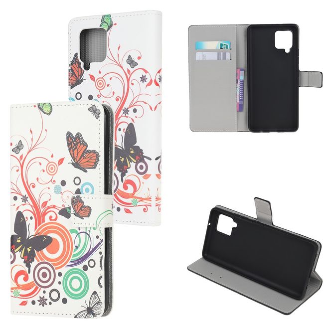Samsung Galaxy A42 5G Handy Hülle - Leder Bookcover Image Series - Schmetterlinge und Kreise