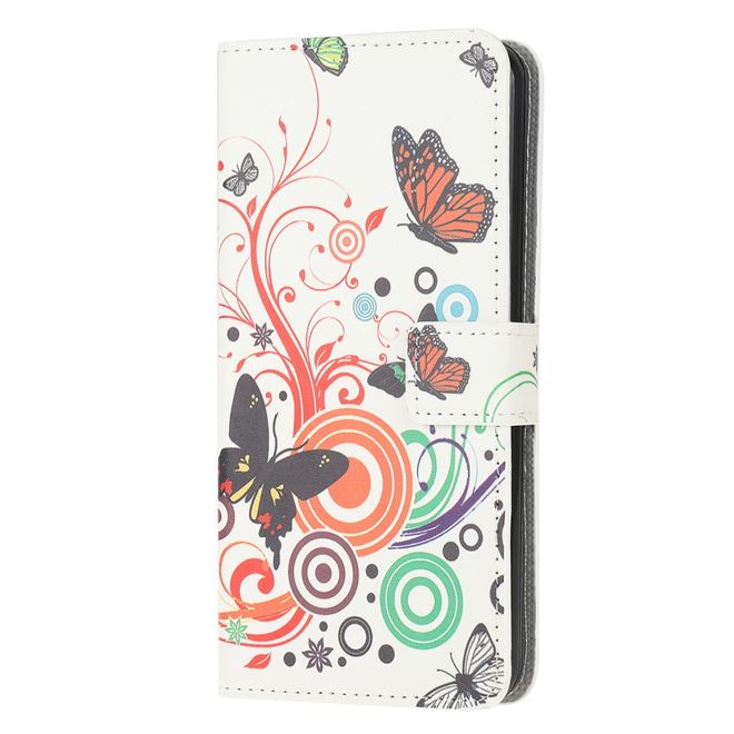 Samsung Galaxy A42 5G Handy Hülle - Leder Bookcover Image Series - Schmetterlinge und Kreise