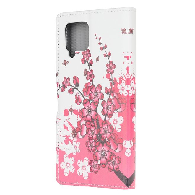 Samsung Galaxy A42 5G Handy Hülle - Leder Bookcover Image Series - pinke Blumen