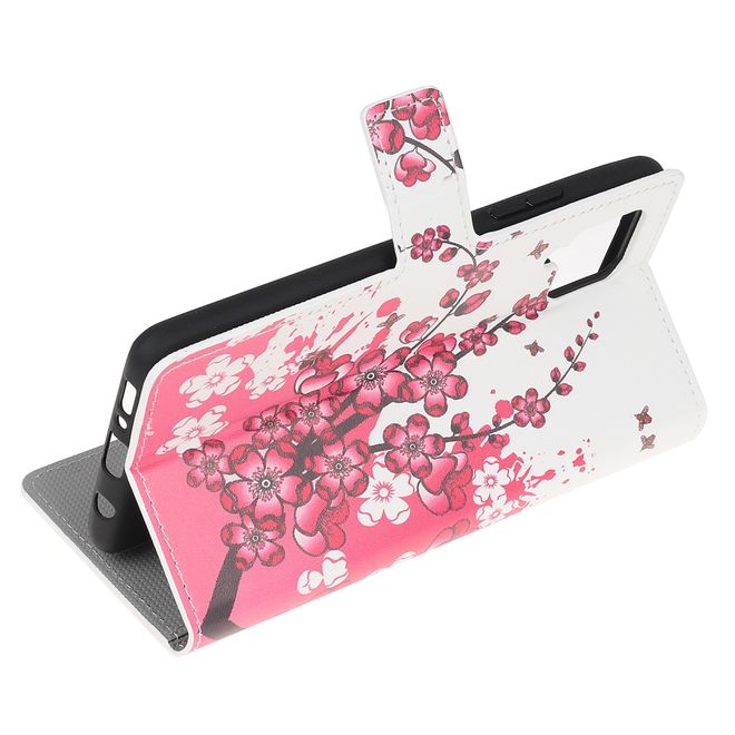 Samsung Galaxy A42 5G Handy Hülle - Leder Bookcover Image Series - pinke Blumen