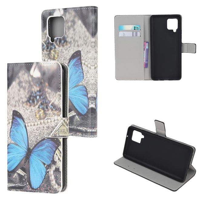 Samsung Galaxy A42 5G Handy Hülle - Leder Bookcover Image Series - blauer Schmetterling